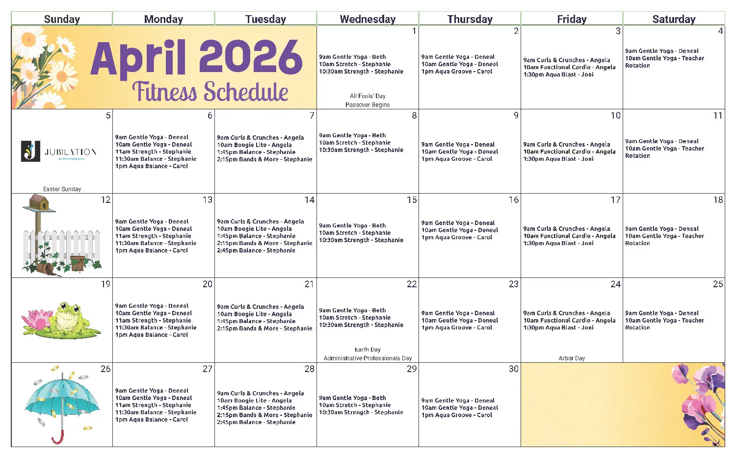 March Exercise Calendar